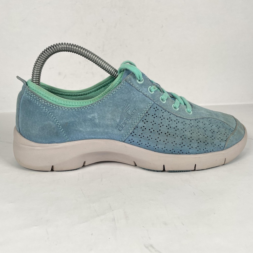 Dansko Shoes Womens Size 38 Blue Suede Perforated Comfort Walking Casual Sneaker